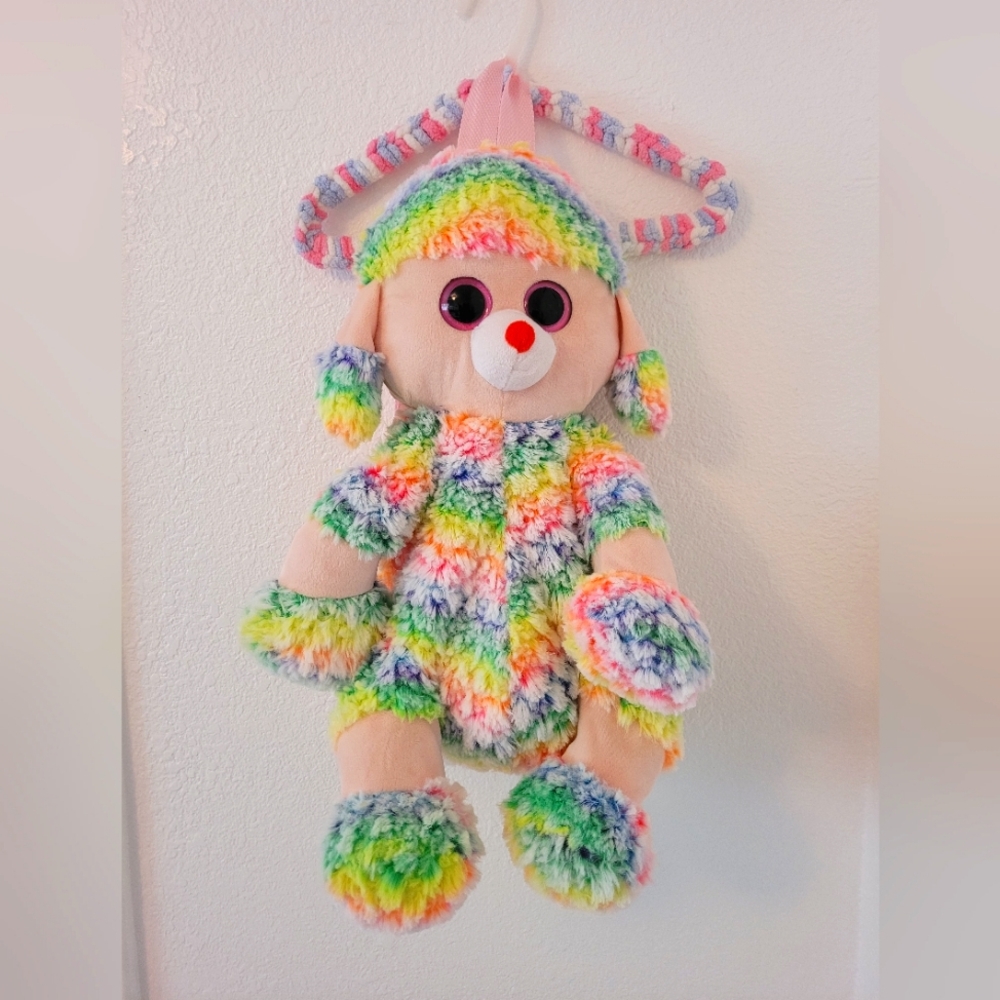 Critter Collection Rainbow Poodle Stuffed Backpack, One Size